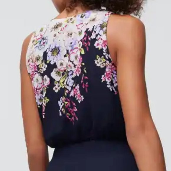 WHBM $190 Sleeveless Smocked V-Neck Pleated Midi Dress Flowy Romantic 12 - Picture 8 of 10